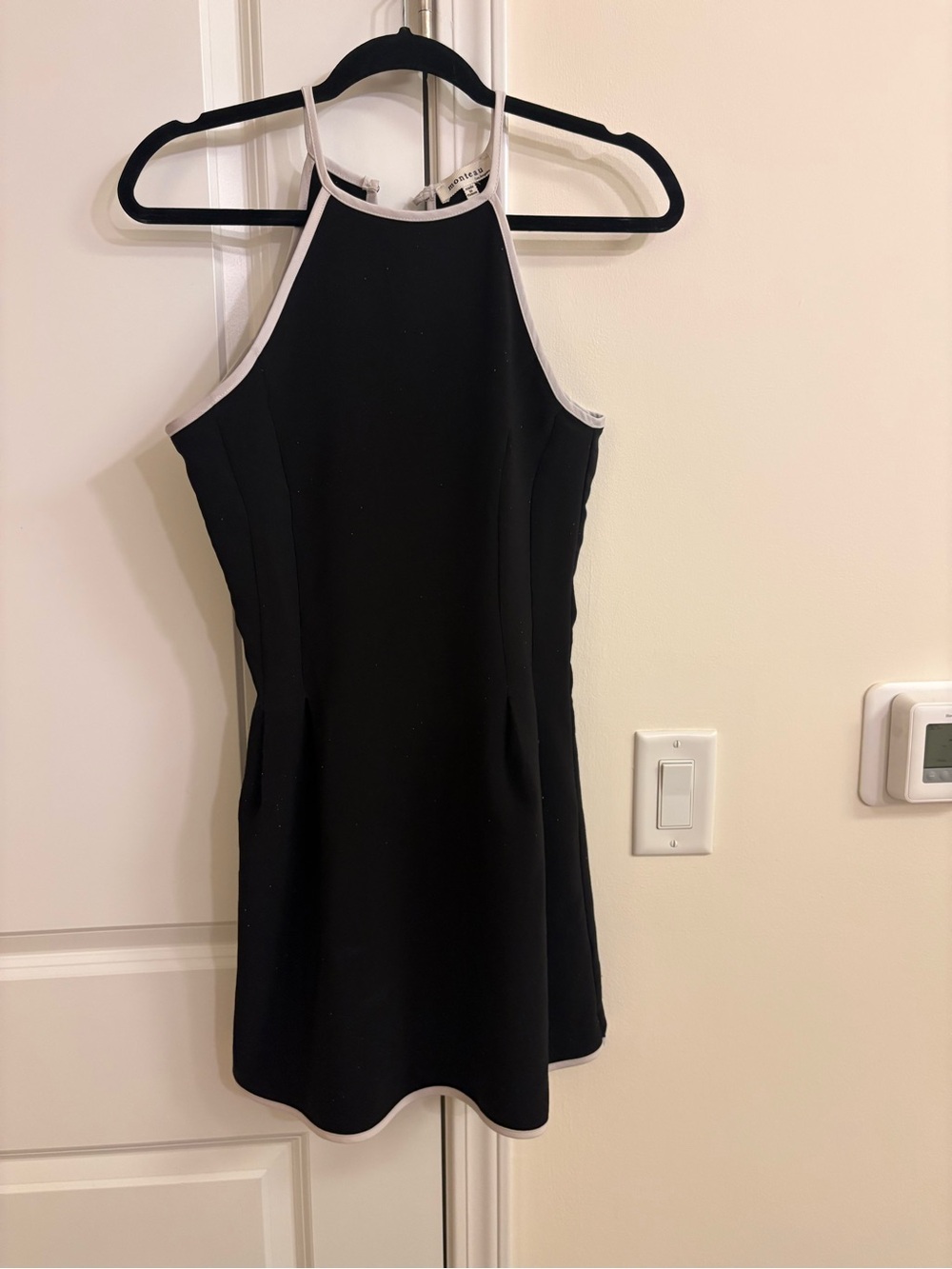 Monteau Black Mini Dress with White Trim